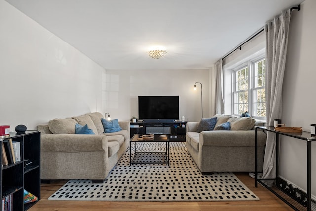 living room with hardwood / wood-style floors