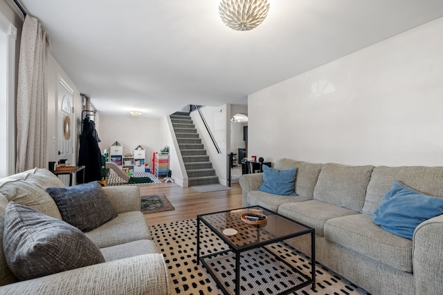 living room with hardwood / wood-style floors