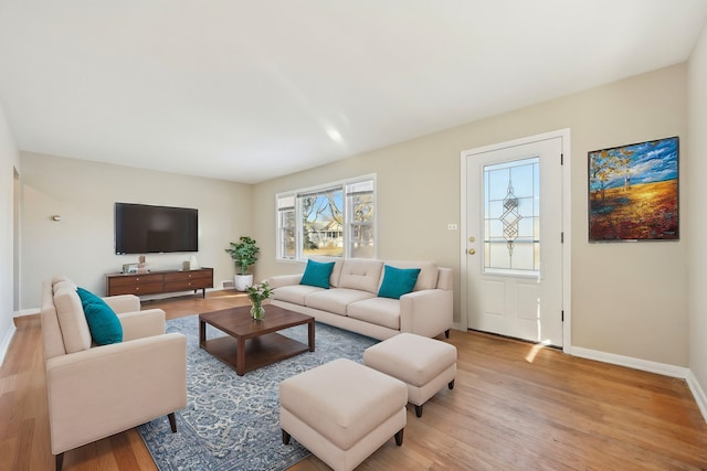 living room with light wood-type flooring