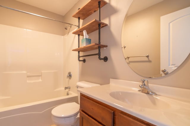 full bathroom with vanity, toilet, and shower / bathing tub combination