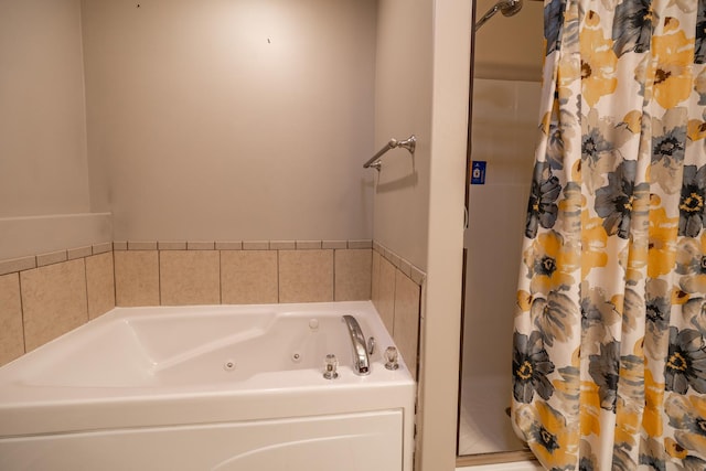 bathroom featuring plus walk in shower