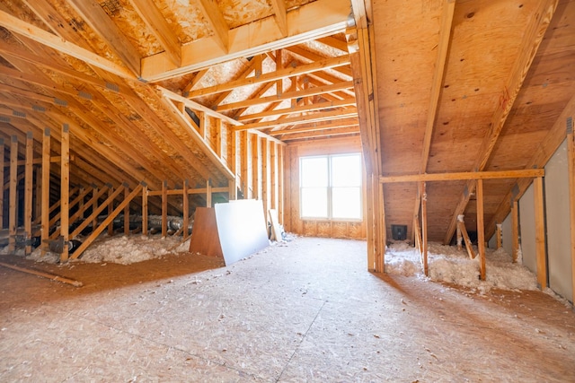 view of unfinished attic