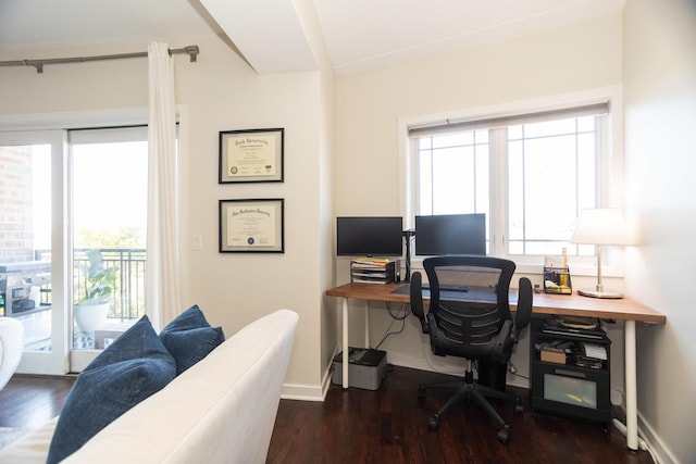 office featuring dark wood-type flooring