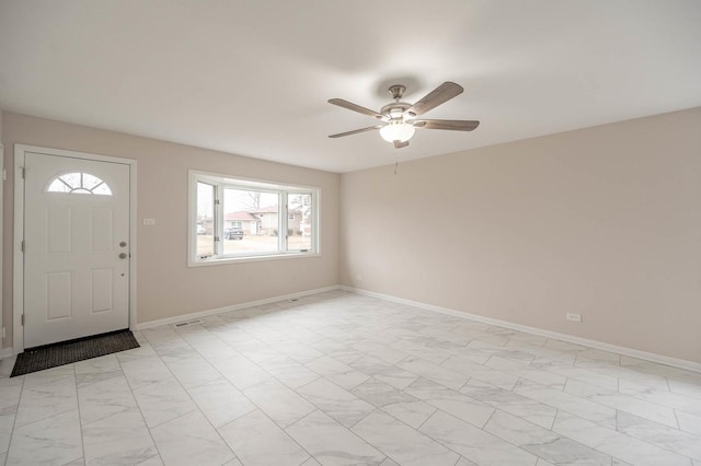 entryway with ceiling fan