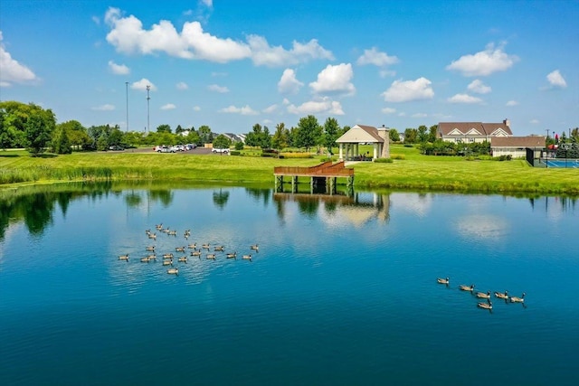 view of water feature featuring a gazebo