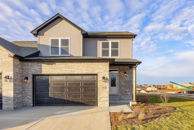 view of front facade with a garage