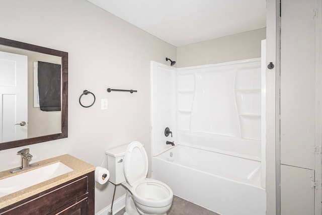 full bathroom with toilet, vanity, and  shower combination