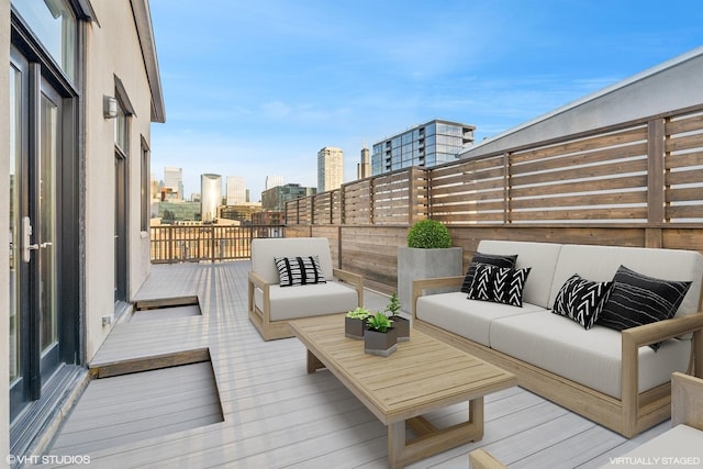 deck featuring an outdoor living space