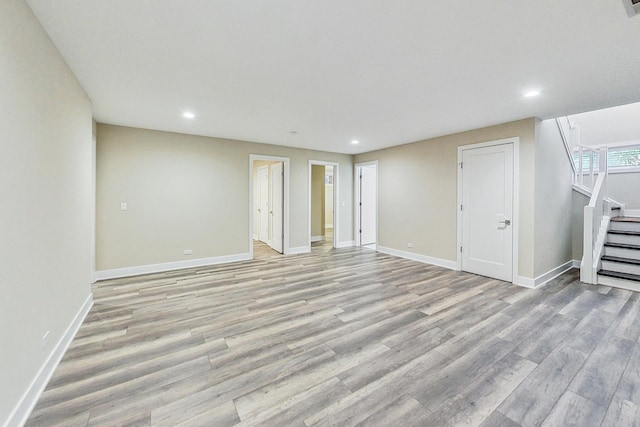 interior space with light hardwood / wood-style floors