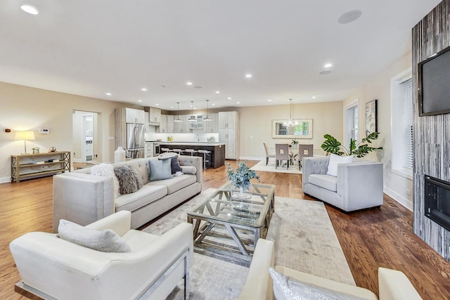 living room with wood-type flooring