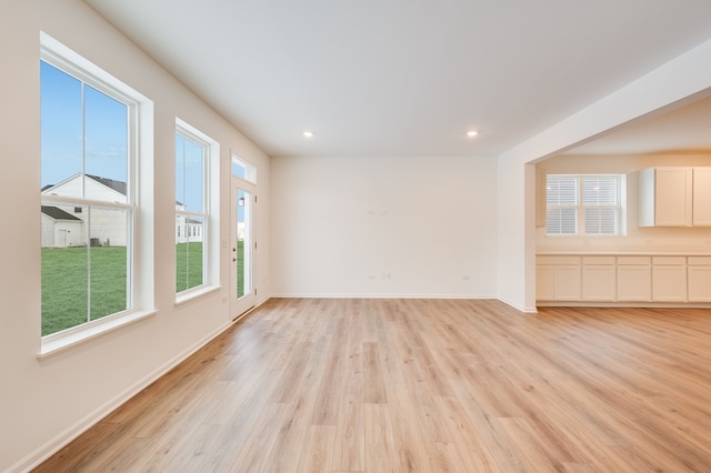 unfurnished living room featuring light hardwood / wood-style floors