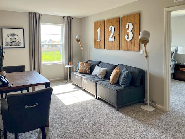 living room featuring carpet flooring