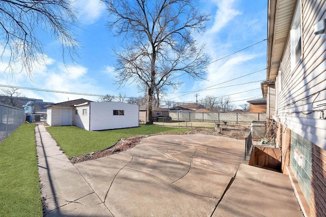 view of patio / terrace featuring a shed