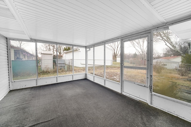 view of unfurnished sunroom