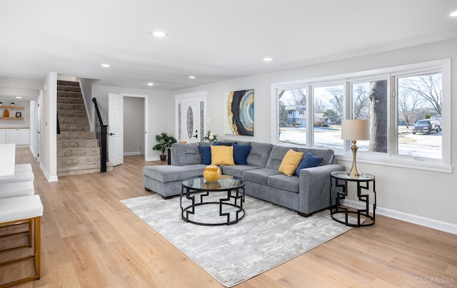 living room featuring light wood-type flooring