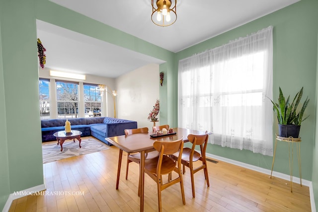 dining room with light wood-type flooring