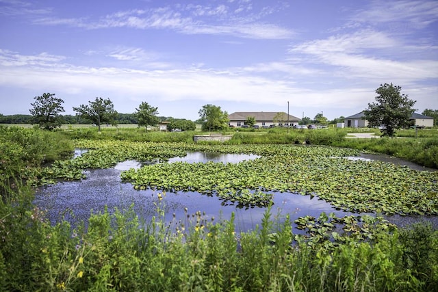 view of home's community with a water view