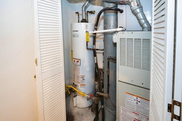 utility room with water heater