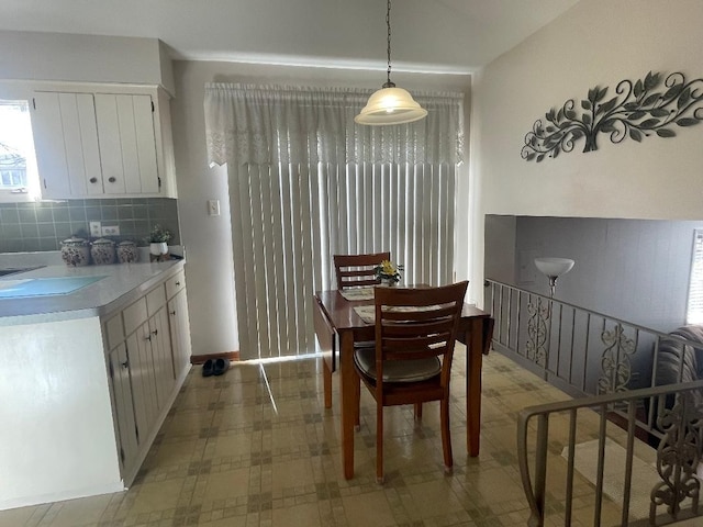 dining area with light floors