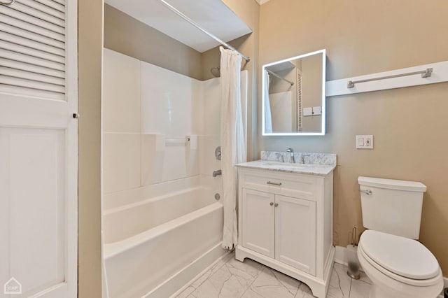 full bathroom featuring vanity, toilet, and shower / bath combo with shower curtain