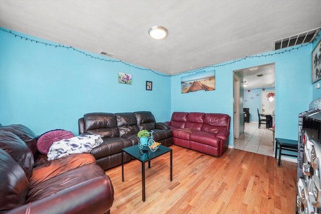 living room featuring light hardwood / wood-style flooring