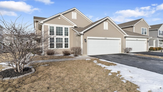 front facade with a garage