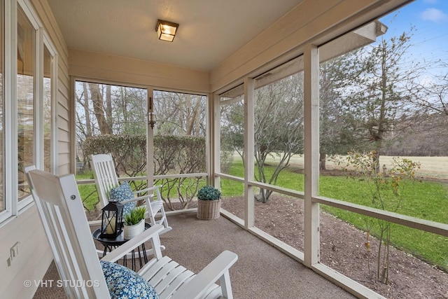 view of unfurnished sunroom