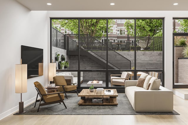 interior space featuring wood-type flooring and plenty of natural light