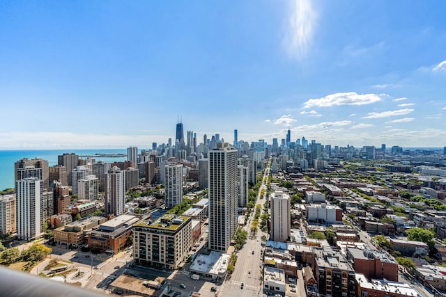 property's view of city featuring a water view