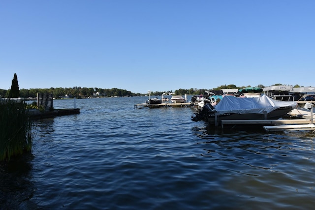 view of dock featuring a water view