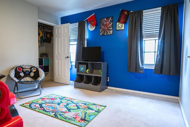 playroom featuring carpet floors