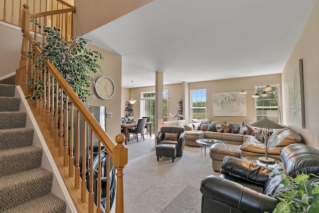 living room featuring carpet floors