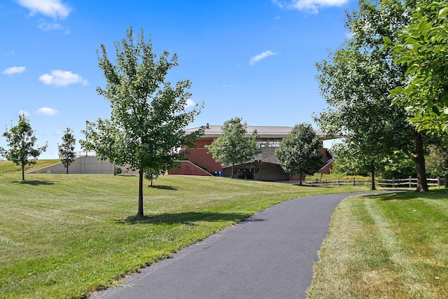 view of home's community featuring a lawn