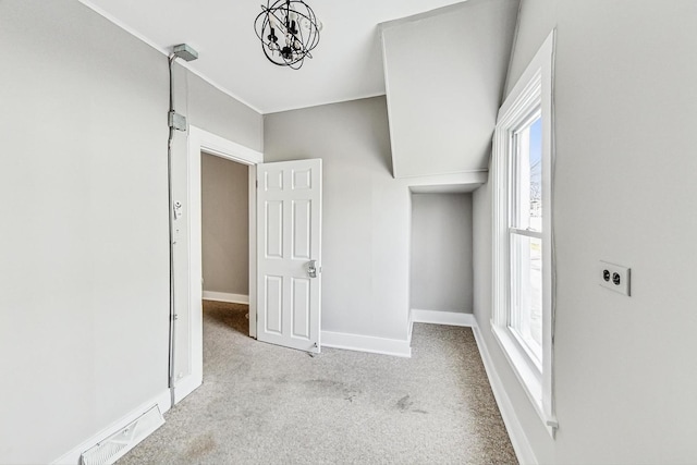 hallway with light carpet