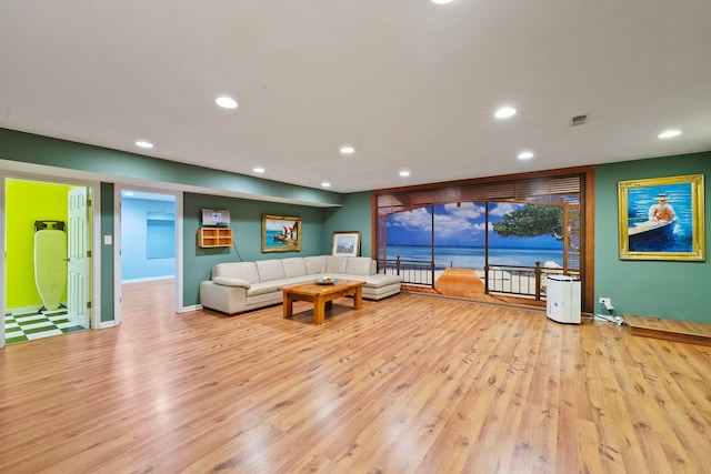 living room with light wood-type flooring