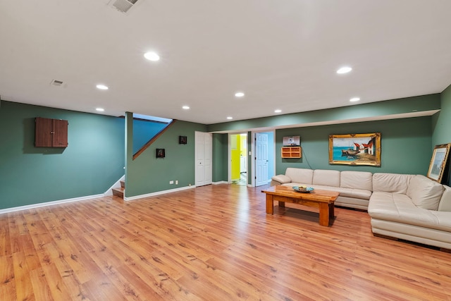 living room featuring light hardwood / wood-style floors