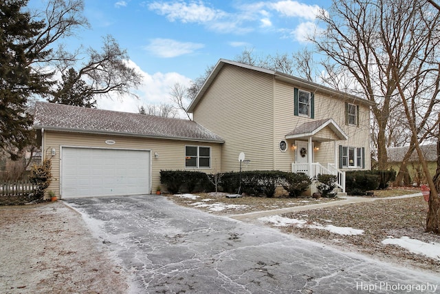 view of front property with a garage