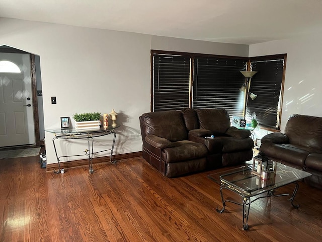 living room with hardwood / wood-style floors