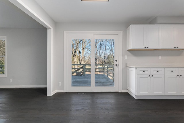 interior space featuring dark hardwood / wood-style floors