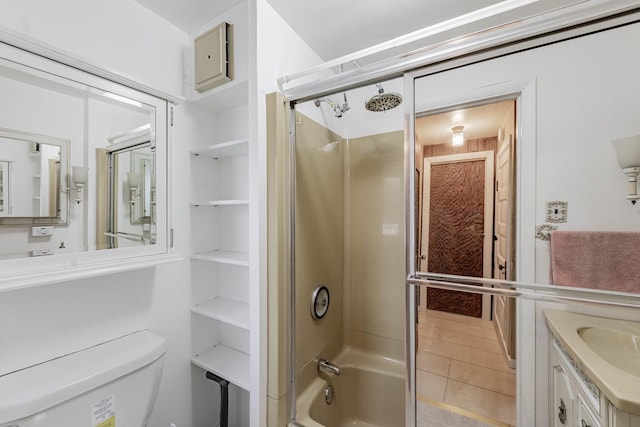 full bathroom with vanity, washtub / shower combination, and toilet