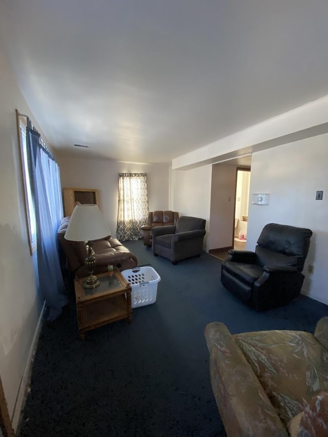 living room featuring carpet floors