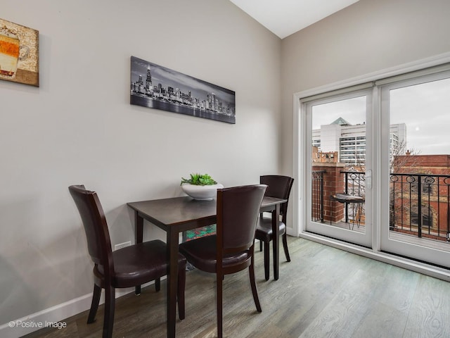 dining room with hardwood / wood-style flooring