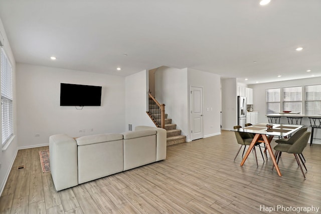 living room with light wood-type flooring