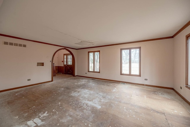 interior space with ornamental molding