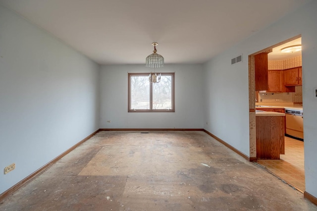 view of unfurnished dining area