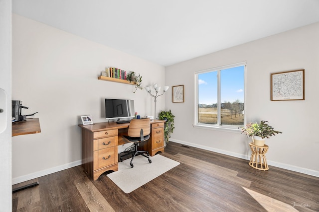 office featuring dark hardwood / wood-style floors