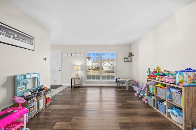 playroom featuring dark hardwood / wood-style flooring