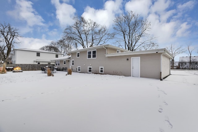 view of snow covered property