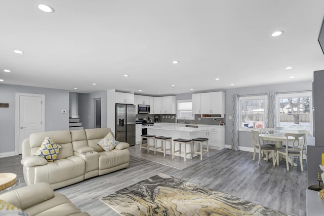 living room featuring light hardwood / wood-style flooring