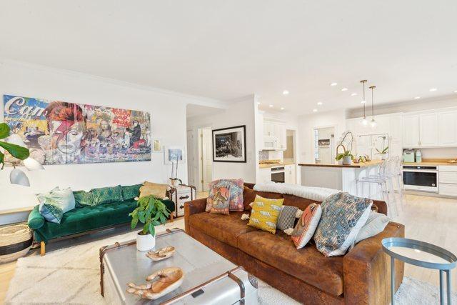 living room with light wood-type flooring